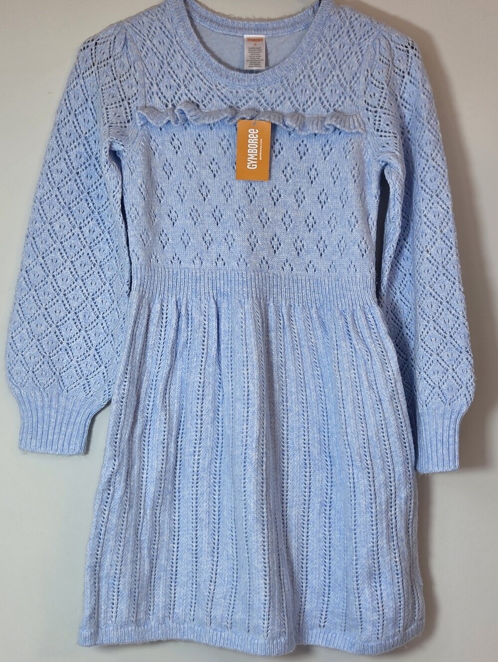 NWT Gymboree Pointelle Sweater Dress Girls 12 Blue Holiday